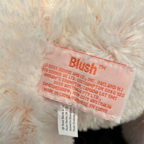Russ Teddy Bear Pink Blush Plush I love mom Heart  16” Soft Shaggy Fur - Picture 8 of 12